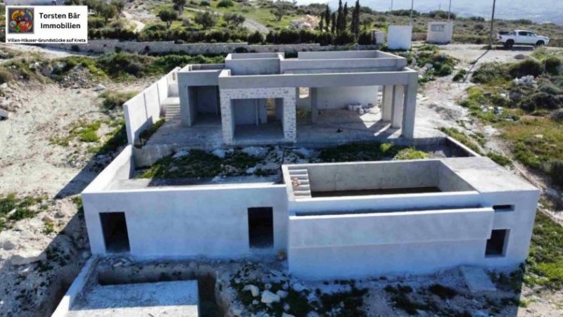 Kalamaki Kreta, Kalamaki ebenerdige Villa im Rohbau mit Panorama-Meerblick Haus kaufen